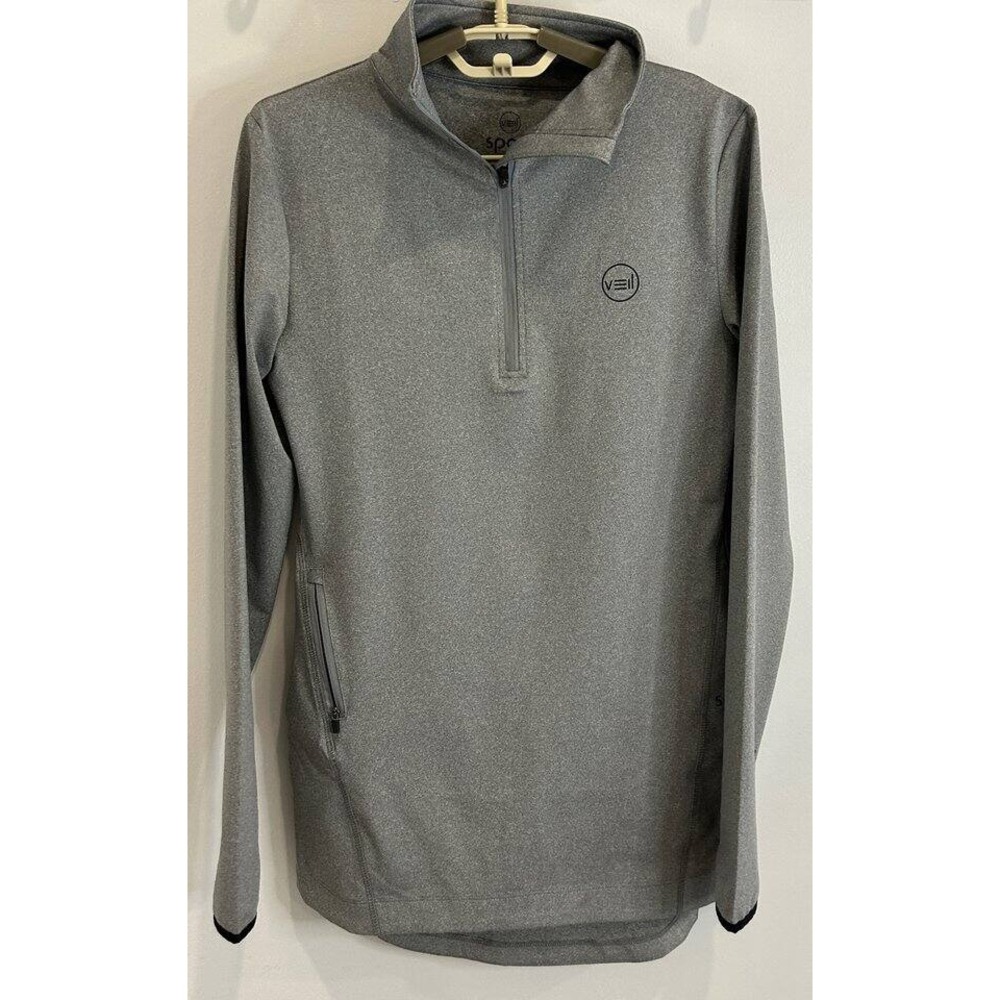 Veil Spark Top Pullover Womens XS Gray Performance Running 1/4 Zip Thumbholes